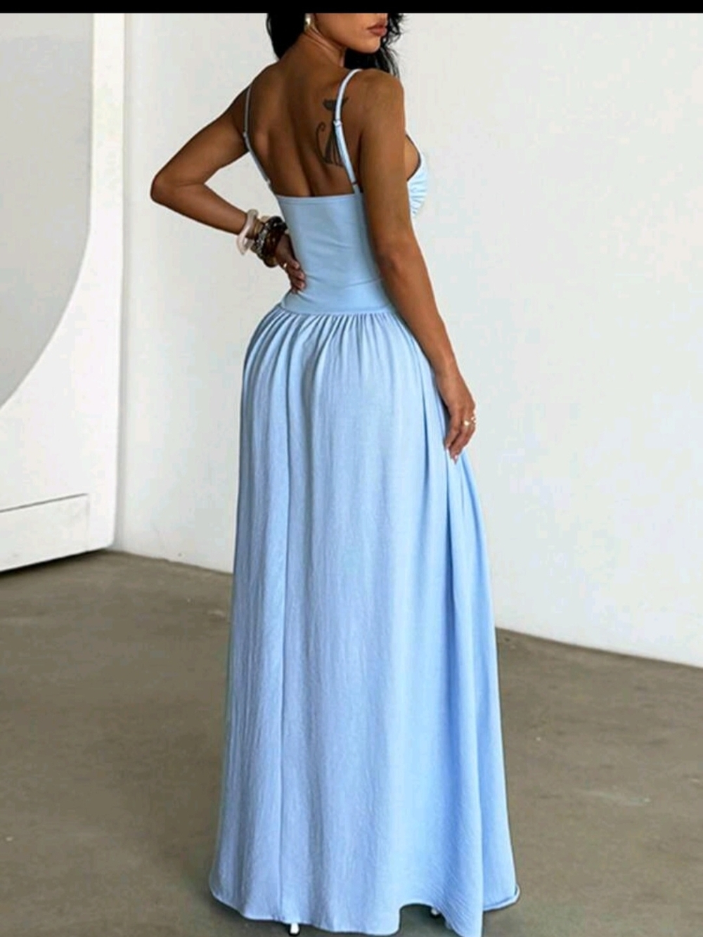 Light Blue Cutout Maxi Dress - Women - Picture 3 of 5